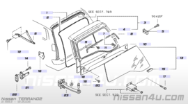Finisher back door, center Nissan Terrano2 R20 90816-0X800 Little damage.