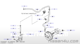 Slang remdrukbekrachtiger Nissan 47474-28L10 B13/ C32/ N14/ N15/ N16/ P11/ S14/ V10/ W10/ WP11/ Y10/ Y60 Gebruikt.