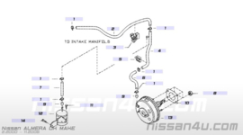 Hose brake pressure booster Nissan 47474-28L10 B13/ C32/ N14/ N15/ N16/ P11/ S14/ V10/ W10/ WP11/ Y10/ Y60 Used part.
