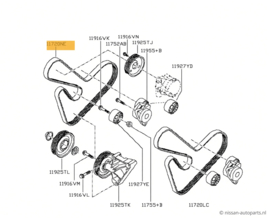 Belt-fan & alternator 7PK1832 G9U Nissan X70/ X83 11720-00Q1G Original.