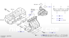 Gasket-adapter CG10DE/ CG12DE/ CGA3DE/ CR12DE/ CR14DE Nissan 14032-AX600 E11/ K12 Original