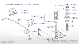 Rubber veerschotel bovenzijde achteras Nissan X-Trail T30 54034-8H500 Origineel.