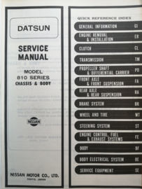Service manual '' Model 810 series chassis and body '' Datsun Bluebird SM6E-0810G0 Used part.
