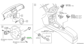 Cruise-control schakelaar Nissan Primera P12 25551-BA000 Gebruikt.