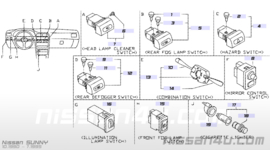 Schakelaar achterruitverwarming Nissan Sunny N14 25350-62C00