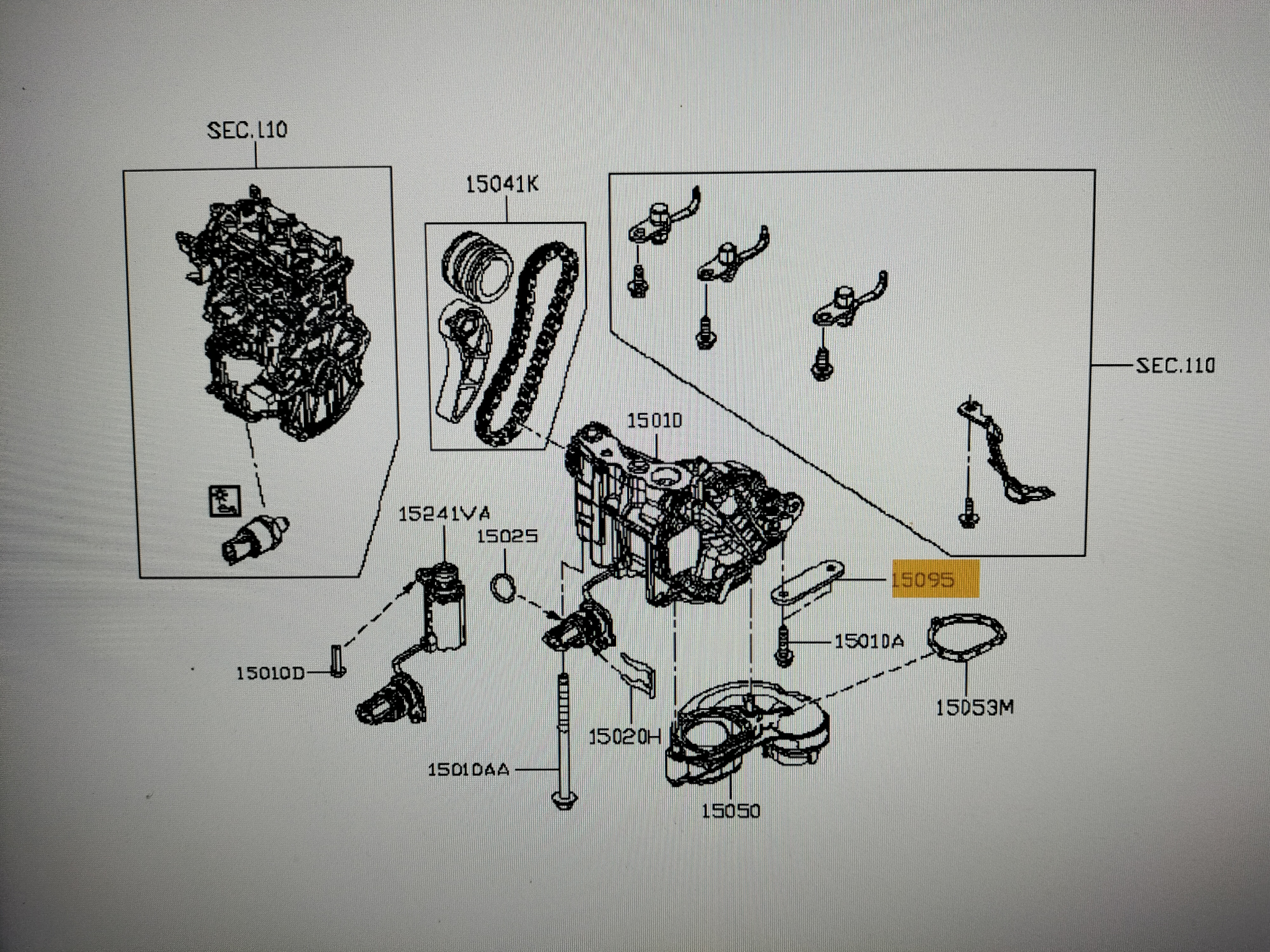 Montageplaat oliepomp HR09DET/ HR10DDT Nissan Micra K14 15095-00Q0A (15095-7860R) Gebruikt.