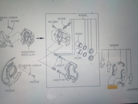 Remblokset vooras Nissan 41060-VK190 D22/ D22S/ LCD22 Origineel.