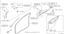 Afdekkap veiligheidsgordel rechts Nissan Micra K11 76913-1F501 Gebruikt.