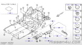 Insulator-heat, front floor Nissan 74753-2J000 K11/ P11/ WP11 Used part.