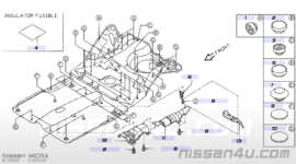 Hitteschild onderstel Nissan 74753-2J000 K11/ P11/ WP11