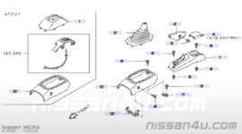 Afdekkap handremhevel Nissan Micra K11 96950-1F610 (96950-4F100)