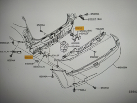 Bumpersteun achter Nissan 85212-AX600 CK12/ E11/ K12 Gebruikt.