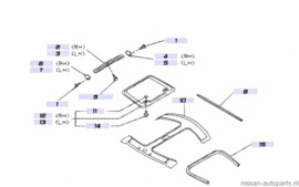 Afdichtrubber dakraam Nissan 100NX B13 73967-63Y00 Origineel.