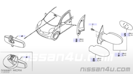 Mirror door, left-hand Nissan Micra K12 96302-AX66C