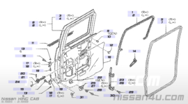 Raamgeleiderubber achterportier Nissan King Cab D21 Double Cab 82822-20G00