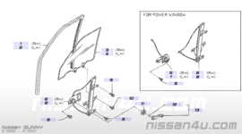 Regulator door window, right-hand Nissan Sunny B12 Coupe 80700-57A00 Original.