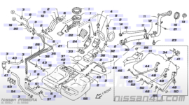 Plate-lock, fuel gauge Nissan 17343-90J00 K11/ N16/ P10/ P11/ P12/ V10/ WP11 Used part.