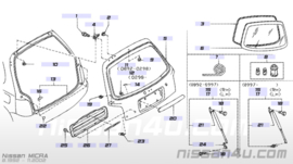 Afdekkap achterklep Nissan Micra K11 90900-0U830 Kleur: AJ4