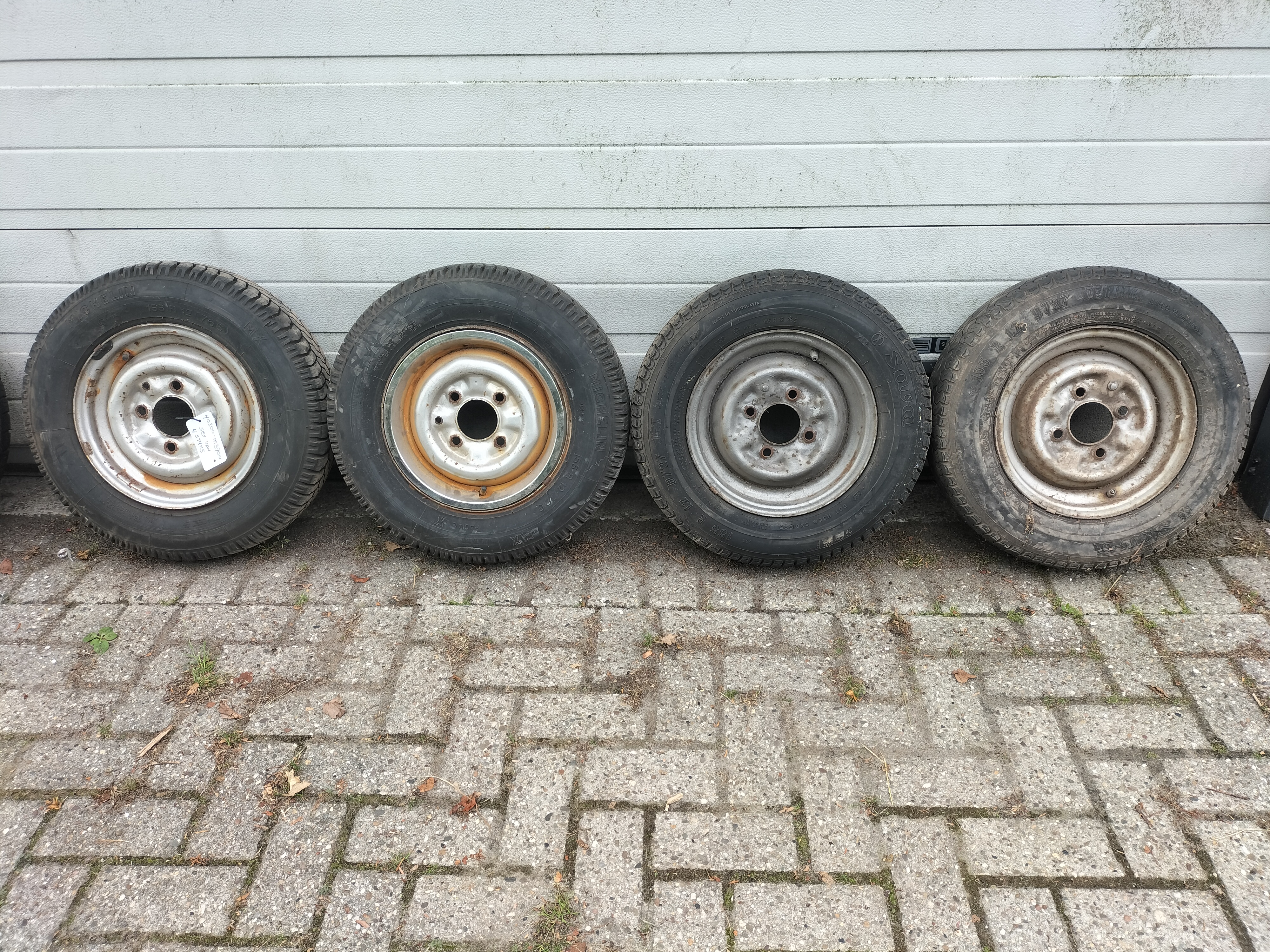 Set steel wheels 155/80R12 77T Datsun Cherry E10 40300-M3700 Used part.