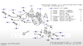 Pakking turbo ZD30DDTI Nissan Patrol Y61 13050-2W200 (koelwater inlaat)