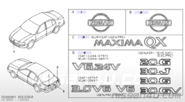 Gouden embleem MAXIMA QX Nissan Maxima A32 H4891-43U10