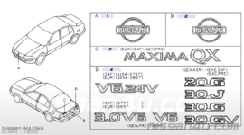 Gold emblem MAXIMA QX Nissan Maxima A32 H4891-43U10