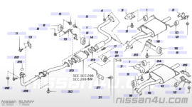 Uitlaatspruitstuk met katalysator GA14DE Nissan Sunny N14 14002-74C01 + B0800-74C02