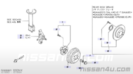 Wielnaafsamenstelling achteras links Nissan 100NX 43041-50Y00 (20210214) Gebruikt.