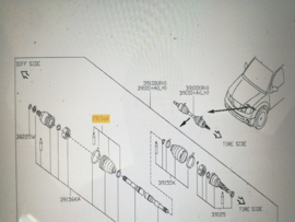 Aandrijfashoesset Nissan. Differentieelzijde 39741-7Y027 D40/ R51 Nieuw