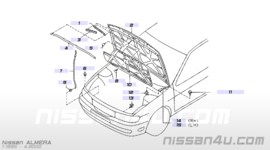 Seal-hood, front left-hand Nissan Almera N15 65821-0N001 Used part.