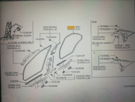 Deurrubber rechtsachter Nissan Primera P11 76923-9F005 Gebruikt.