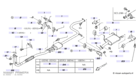 Achterdemper CD20 Nissan Primera P10 20100-77J01-KE (20100-77J00) Origineel.