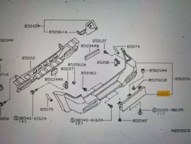 Kentekenplaathouder achterbumper Nissan Terrano2 R20 85070-0X800 (85812-0F000) Gebruikt.