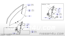 Raammechanisme met motor linksvoor Nissan Almera N16 80701-BM605
