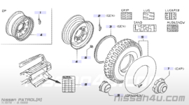 Naafdop vooras Nissan Patrol 160 40342-C8205 Origineel.