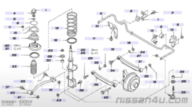 Wielnaafsamenstelling achteras rechts Nissan 100NX B13 43040-50Y00 (20230713) Gebruikt.