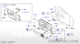 Deurpaneel linksvoor Nissan Almera N15 80901-3N***