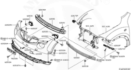 Binnenbumper voor Nissan Juke F15E 62090-1KA1A Origineel.