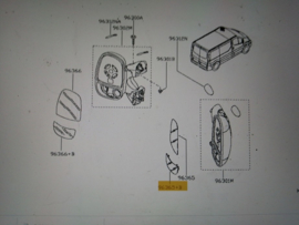 Buitenspiegelglas rechts onderste Nissan Primastar X83 96365-00QAL