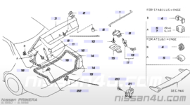 Kofferklepscharnier links Nissan Primera P10 - sedan 84401-50J00 Origineel.