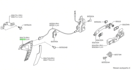 Deurgreep binnenzijde links Nissan Primera P12 80671-BA200 Gebruikt.