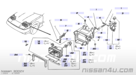 Koplamp met montageframe rechts Nissan 300ZX Z31 26010-07P00 Gebruikt.