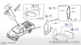 Buitenspiegelglas links Nissan D40/R51 96366-EB11A