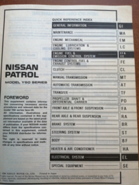 Service manual '' Model Y60 series Supplement IX'' SM6E-Y60SG0 Nissan Patrol Y60