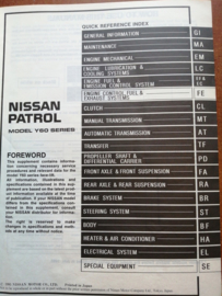 Service manual '' Model Y60 series Supplement-VIII '' SM5E-Y60SG0 Nissan Patrol Y60