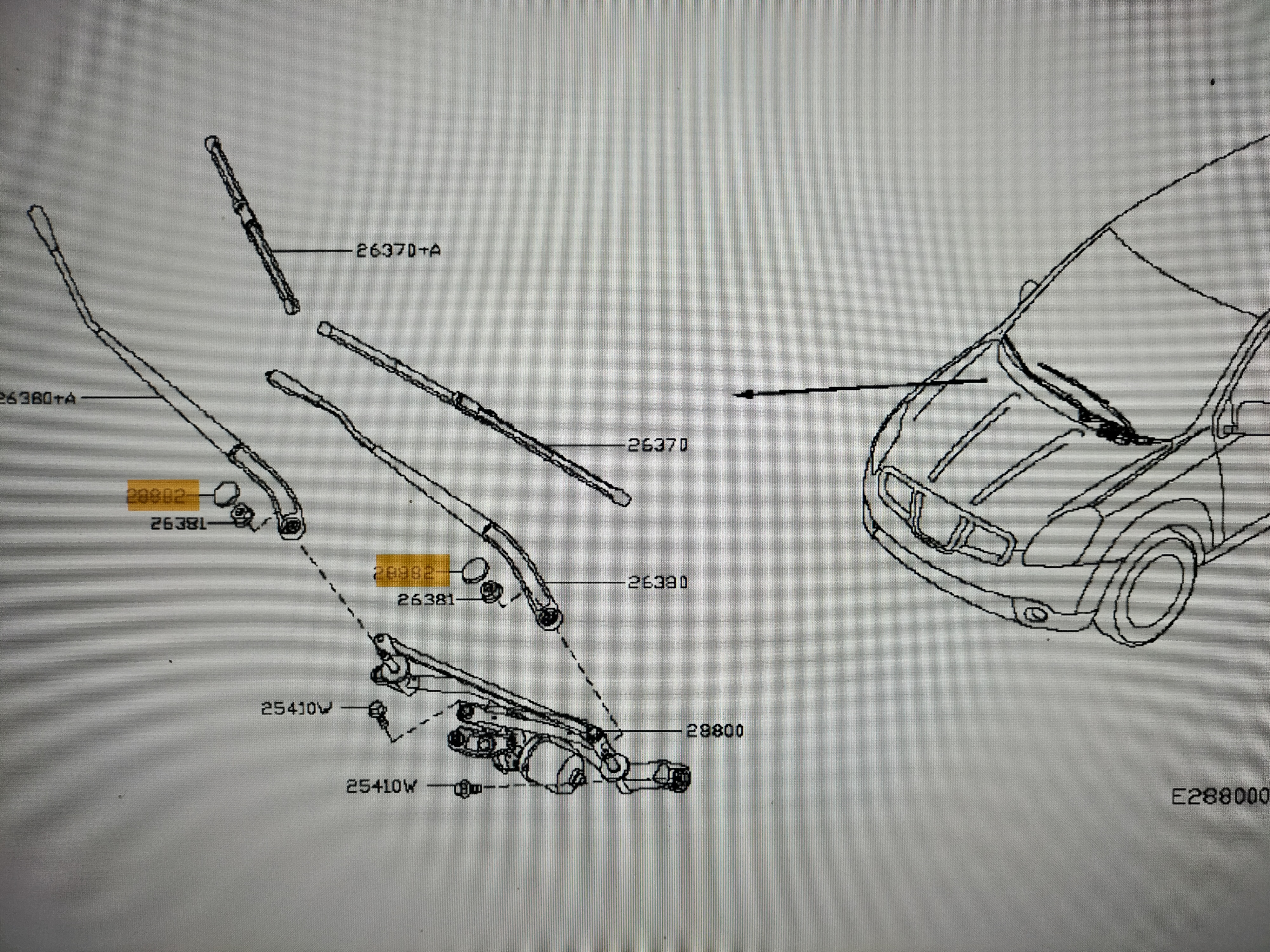 Afdekkap montagemoer ruitenwisserarm Nissan 28882-AU300 E11/ J10/ K12/ P12 Gebruikt.