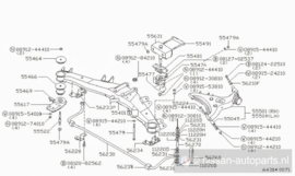 Assembly member rear suspension Nissan 280ZX S130  55401-P9100 + 56230-P6510 Used part.