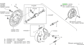 Montagebout remtrommel Nissan 44005-70J00 Origineel.
