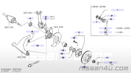 Wielbout vooras Nissan 43222-70T00 Gebruikt.