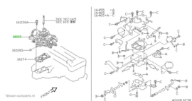 Carburateur GA14DS Nissan Sunny N14 16010-58C11 Origineel.